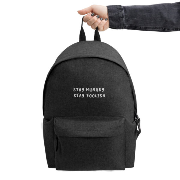 Embroidered Backpack “Stay hungry Stay foolish”
